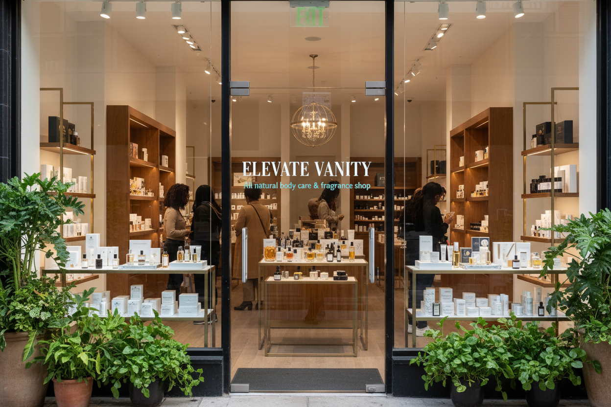 remove red flowers and put some brown skin people inside shopping'